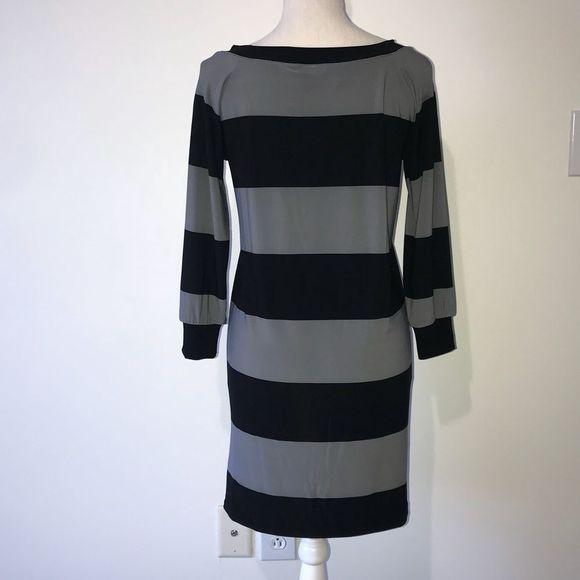 Norma Kamali Black/Gray Striped Dress Size XS - Picture 2 of 4